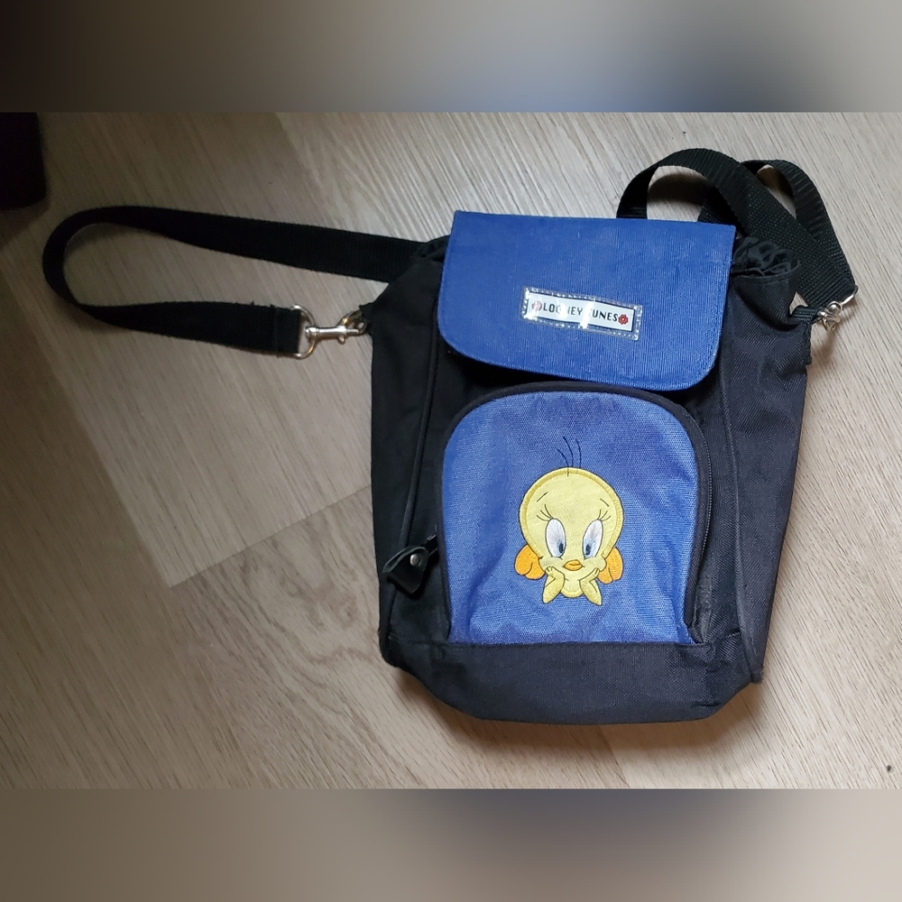 💙🖤 Y2k Black & Blue Looney Tunes Tweety Mini Bag w/ Strap 🖤💙